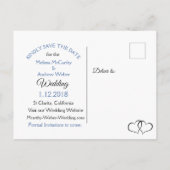 グラデーション青の写真日付はがきを保存 案内ポストカード (裏面)