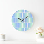 グラデーション青の正方形 ラージ壁時計 (ホーム)