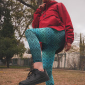 グラデーション青の黒い山形パターン レギンス