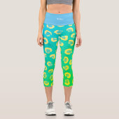 グラデーション青カラフルパターンアニマルプリントかわいい カプリレギンス (正面)