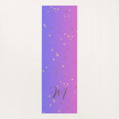 グラデーション青紫色モノグラム金ゴールド曼荼羅 ヨガマット (裏面)