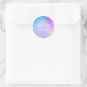 グラデーション青 |シンプル署名済みコピー ラウンドシール (バッグ)