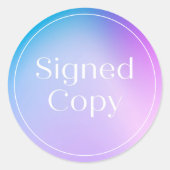 グラデーション青 |シンプル署名済みコピー ラウンドシール (正面)