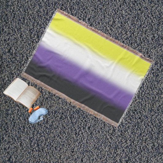 グラデーション非バイナリプライドフラグ – 非バイナリフラグ スローブランケット