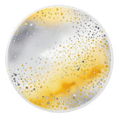 グラデーション黄色とシルバーウォーター色 セラミックノブ (正面)