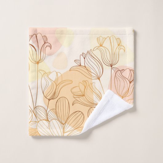 グラデーション黄金の線形フローラハンドタオル ウォッシュタオル (ウォッシュタオル)