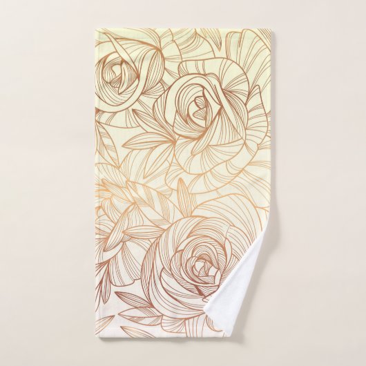 グラデーション黄金の線形フローラ ハンドタオル (ハンドタオル)