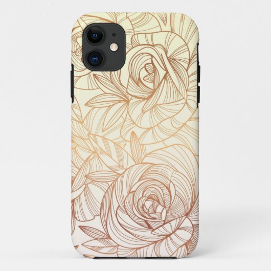 グラデーション黄金の線形フローラ Case-Mate iPhoneケース (裏面)