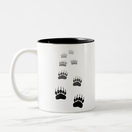 グラデーション黒熊の前足印刷 ツートーンマグカップ (左)