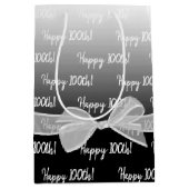 グラデーション100誕生日（白い弓） ミディアムペーパーバッグ (正面)