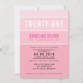 グラデーション21ストライプST誕生日パーティー招待状シックなピンク 招待状 (正面)