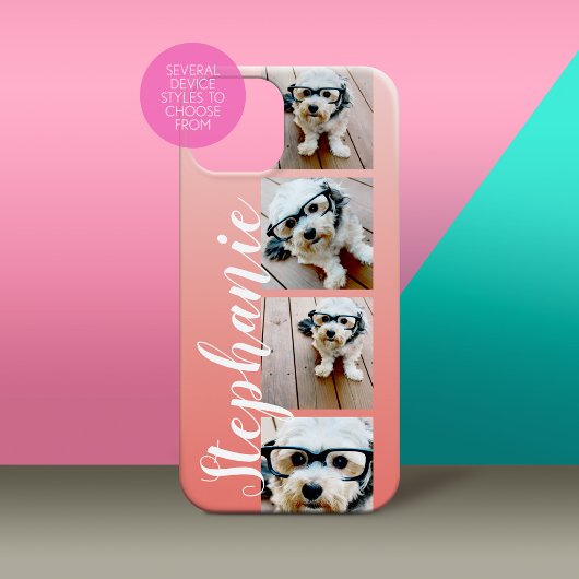 グラデーション4枚の写真手書きフォント- – 色を編集できる Case-Mate iPhoneケース