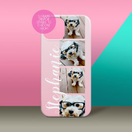 グラデーション4枚の写真手書きフォント- – 色を編集できる iPhone 15ケース