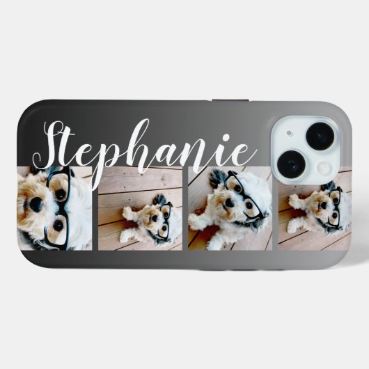 グラデーション4枚の写真手書きフォント- – 色を編集できる Case-Mate iPhoneケース (裏面 (横))