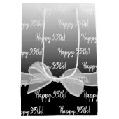 グラデーション95誕生日白い弓 ミディアムペーパーバッグ (裏面)