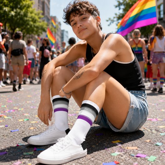 グラデーション・アセクシャル・プライドフラグ ソックス