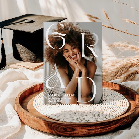 グラデーション スタック レター タイポグラフィー 卒業 招待状