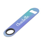 グラデーション ティール ブルー 水彩画 個人名 スピード栓抜き (正面アングル)