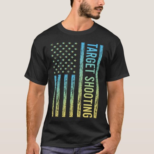 グラデーション フラッグ ターゲット射撃 Tシャツ (正面)
