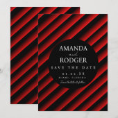 グラデーション 赤 黒のストライプ Save the Date 招待状 (正面/裏面)