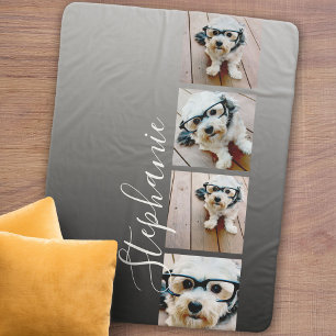 グラデーション 4枚の写真を手書きフォント – 色を編集可能 シェルパブランケット