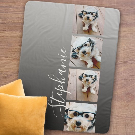 グラデーション 4枚の写真を手書きフォント – 色を編集可能 シェルパブランケット