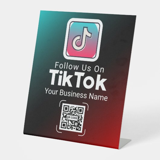 グラデーション TikTok QRコード ビジネス名 フォロー 台座サイン (正面)