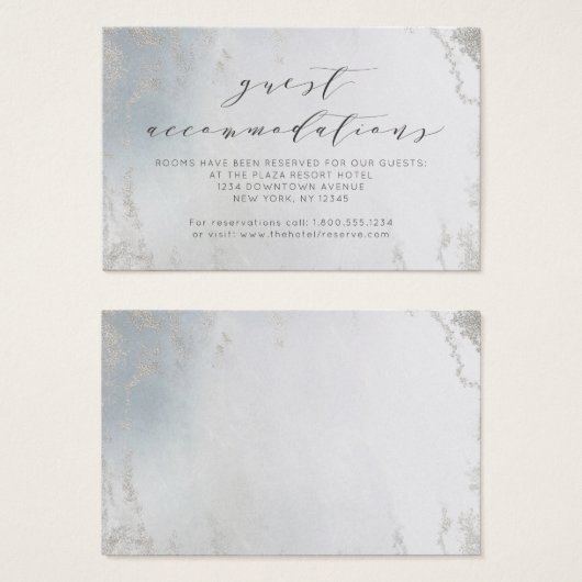 グラデーションDusty Blue Silver宿泊施設Insert Card (正面&裏面)