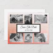 グラデーションPeachy Coral Photo日付はがきを保存 案内ポストカード (正面/裏面)
