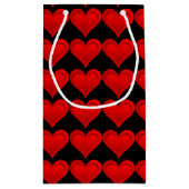 グラデーションRED LOVEハート+テキストとアイディア スモールペーパーバッグ (裏面)