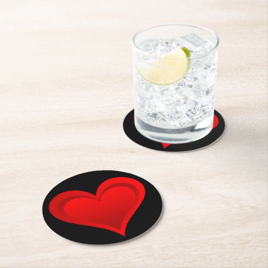 グラデーションRED LOVEハート+テキストとアイディア ラウンドペーパーコースター (インサイチュ)