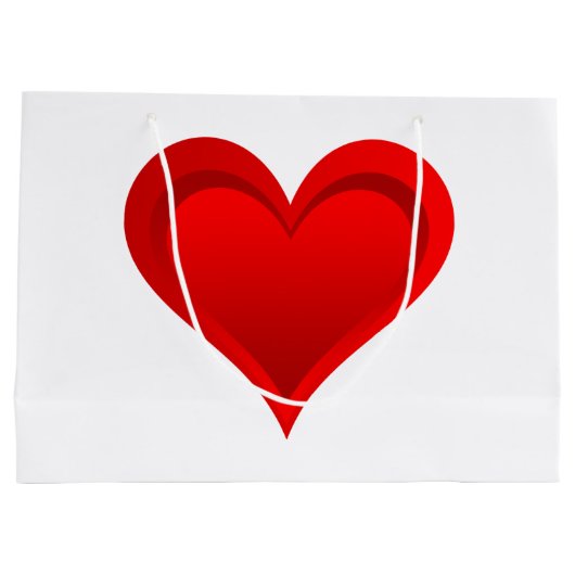 グラデーションRED LOVEハート+テキストとアイディア ラージペーパーバッグ (裏面)