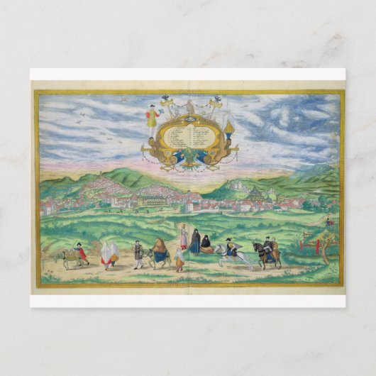 グラナダの地図， 'Civitates Orbis Terrarum'より ポストカード (正面)