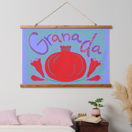 グラナダはっきりしたアカザメフローラ 吊り下げ型タペストリー (寝室)