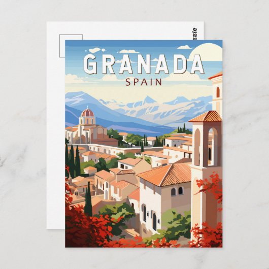 グラナダスペイントラベルアートヴィンテージ ポストカード (正面/裏面)