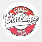 グラナダスペインヴィンテージスタイルロゴ ラウンドシール (正面)
