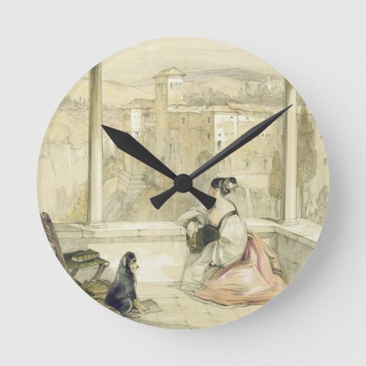 グラナダ(アルハンブラ)は、「Spaiのスケッチからの9つをめっきします ラウンド壁時計 (正面)