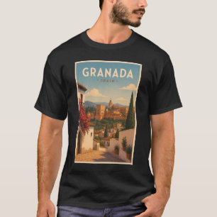 グラナダ スペイン アルハンブラ イラスト 旅行アート Tシャツ