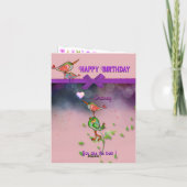 グラニーかわいらしパープルピンク誕生日 カード (裏面)