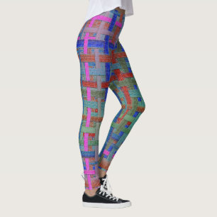 グラニーのカラフル"plaid"、キャンバスのアスペクトのlegg レギンス