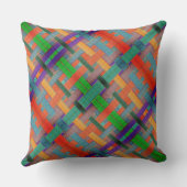 グラニーの交錯した赤い帯、織物の側面 クッション (裏面)