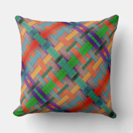 グラニーの交錯した赤い帯、織物の側面 クッション