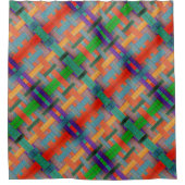 グラニーの交錯した赤い帯、織物の側面 シャワーカーテン (正面)