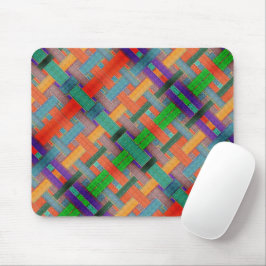 グラニーの交錯した赤い帯、織物の側面 マウスパッド