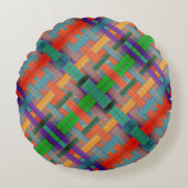 グラニーの交錯した赤い帯、織物の側面 ラウンドクッション (正面)