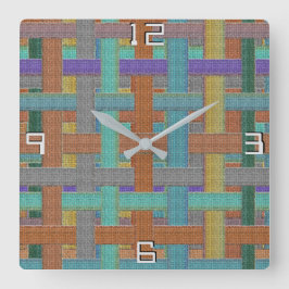 グラニーの色の「格子状」で、キャンバスの側面を持つ スクエア壁時計
