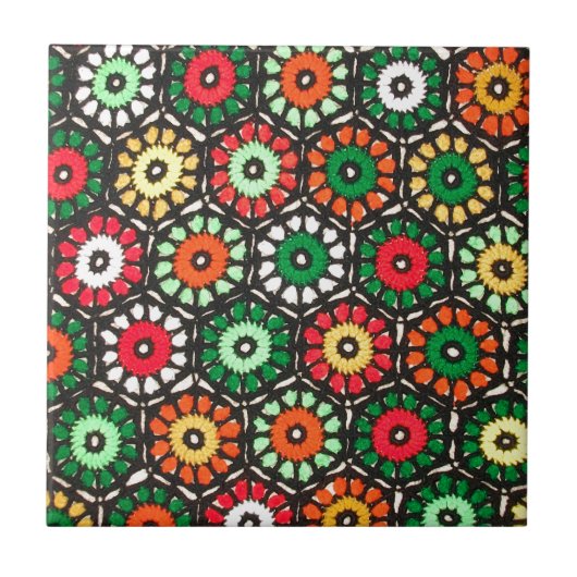 グラニーカラフルサークルクロシェ模様 タイル (正面)