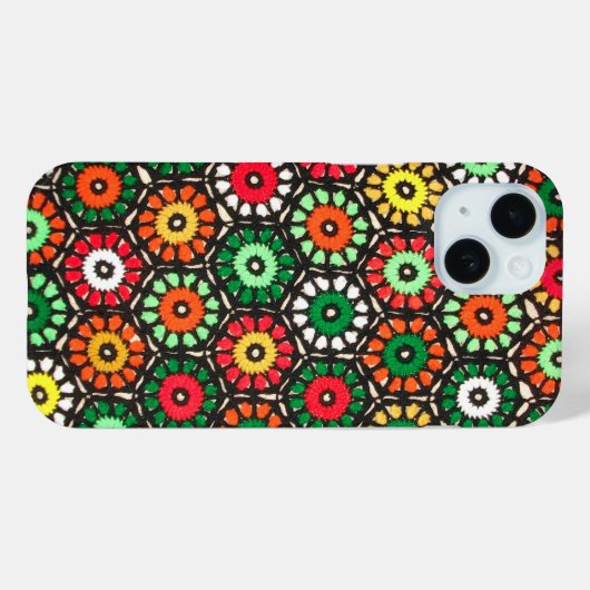 グラニーカラフルサークルクロシェ模様 Case-Mate iPhoneケース (裏面 (横))