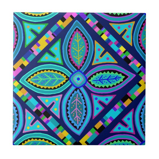 グラニーコンテンポラリースクエアフラワー タイル (正面)