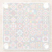 グラニースクウェアズクロチェットパターンブランケットプリント ガラスコースター (裏面)